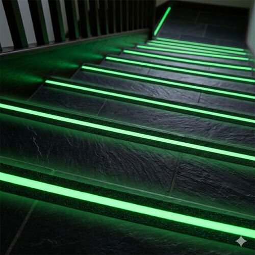 Самоклеящаяся противоскользящая лента Anti Slip Tape крупной зернистости (60 grit). Цвет: черная с фотолюминесцентной полосой